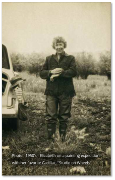 Photo : 1950's - Elizabeth on a painting expedition with her favorite Cadillac, "Studio on Wheels"
